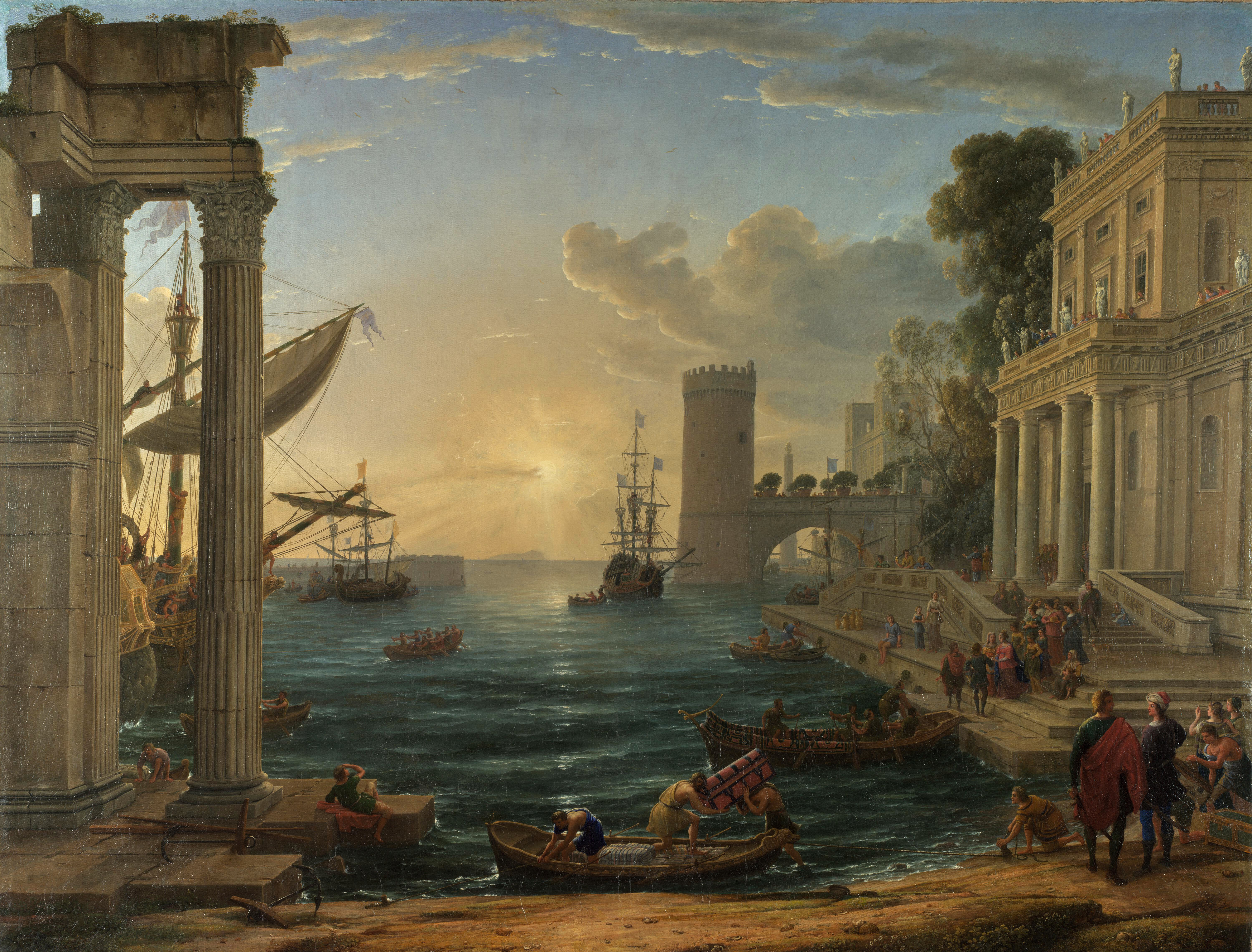 Seaport with the Embarkation of the Queen of Sheba by Claude Lorrain, National Gallery, London